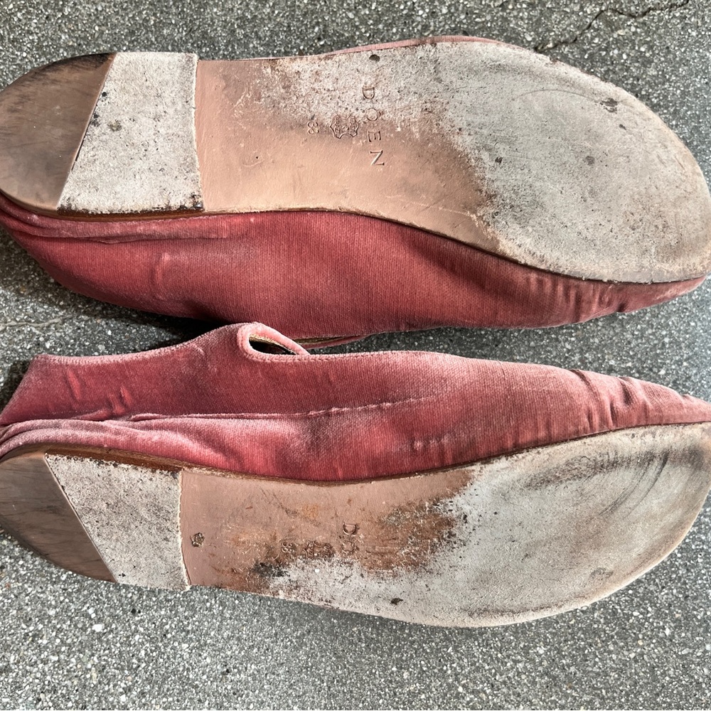 DOEN Pink Velvet Mary Jane Slippers Ballet Flats - Picture 5 of 12